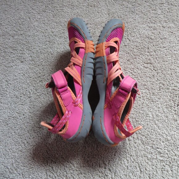 Jambu Youth Girls Water Sandals Size 4 Velcro Pink/Fuchsia/Coral/Gray Mary Jane - Picture 7 of 11